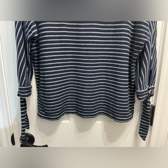 Chaps Women 3/4 Sleeve Blue & White Stripe Oversized Top Nautical Large - Picture 2 of 11